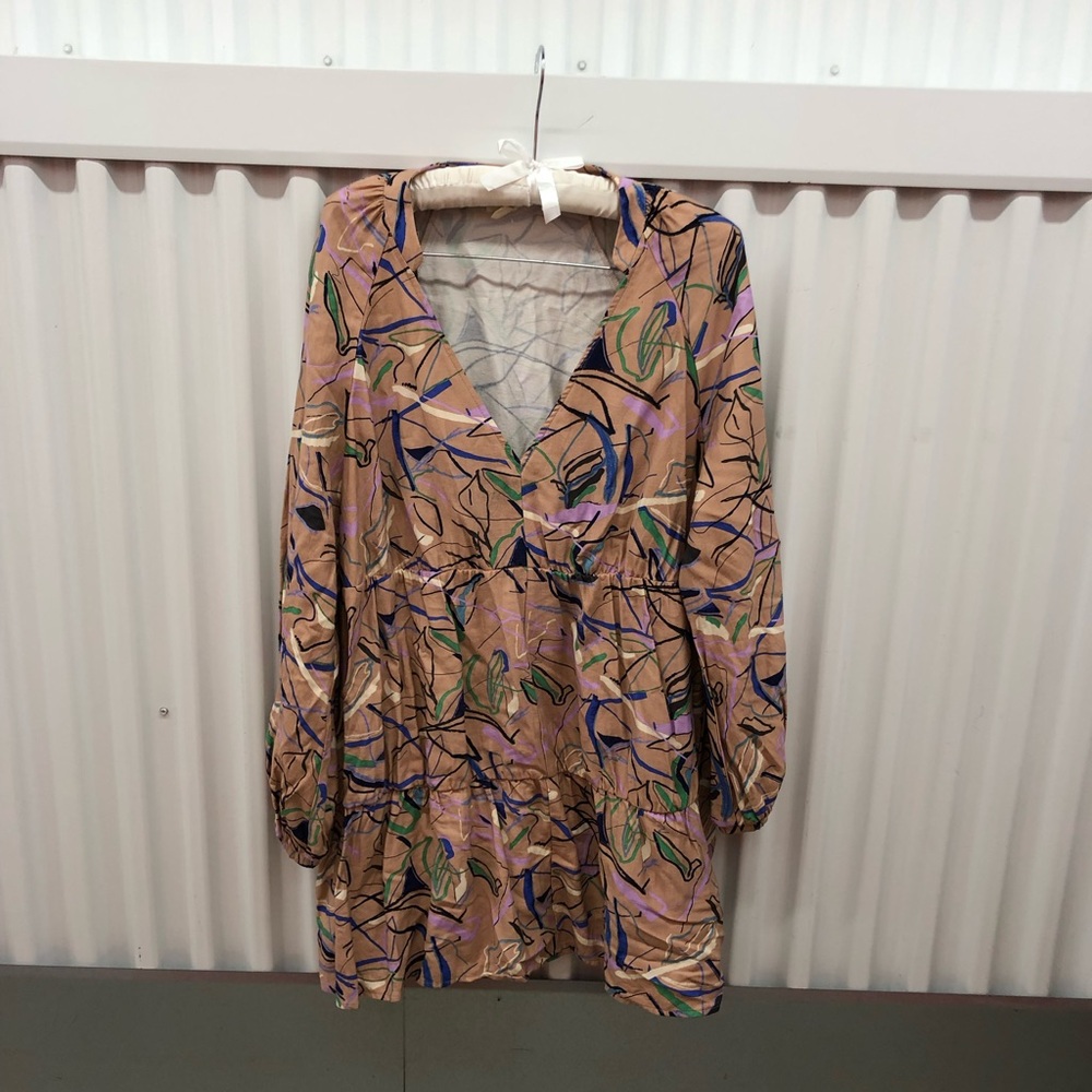 Open Edit Multicolor Geometric Print Dress Large